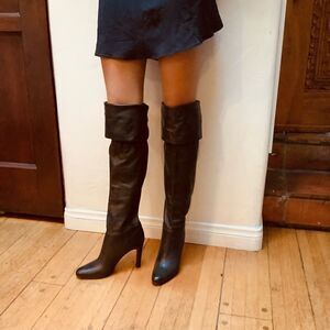 COACH LEATHER HEEL BOOTS BROWN 8.5